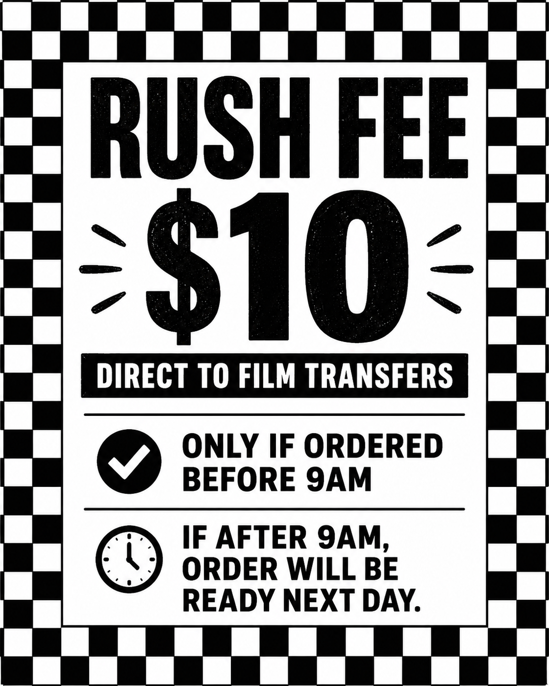 DTF transfers same day rush fee // Order before 9am CST or if earlier time agreed with Ejxcreations upon ordering